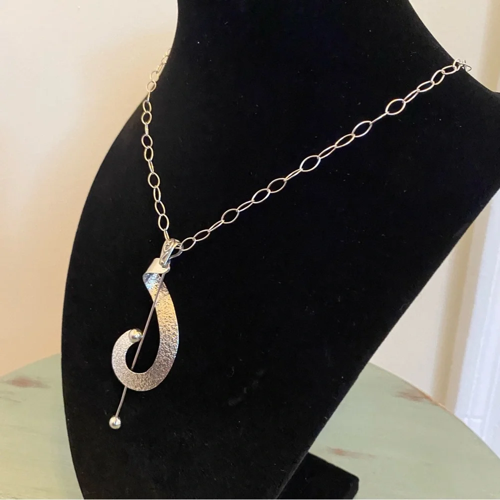 Vintage Modernist .925 Sterling Necklace - Picture 10 of 13